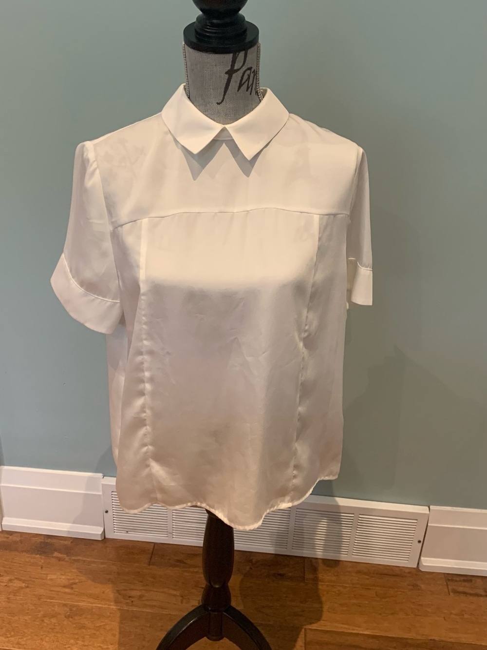 RUDSAK White Blouse with Black Leather Label